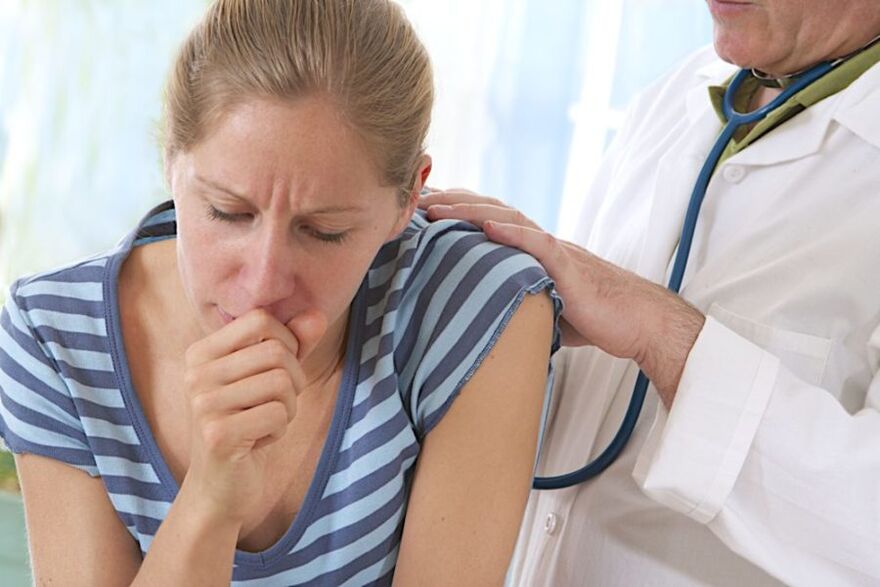 The doctor's cough during curtain smoking
